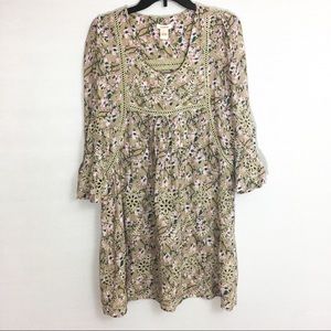 Sundance Floral Eyelet 3/4 Sleeve Dress